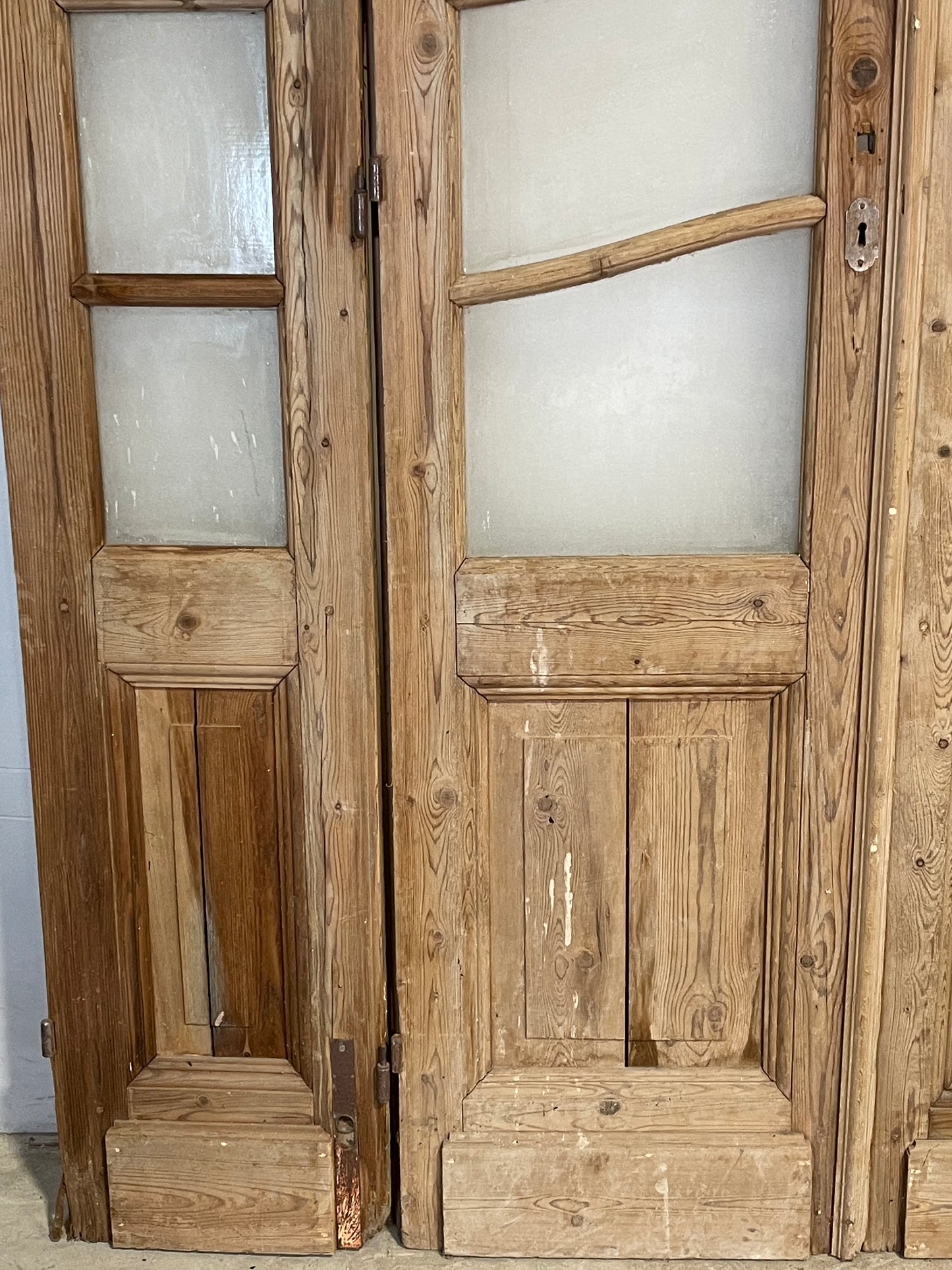 Antique French doors with glass and Transom  (  89&86 x 67.5) K217