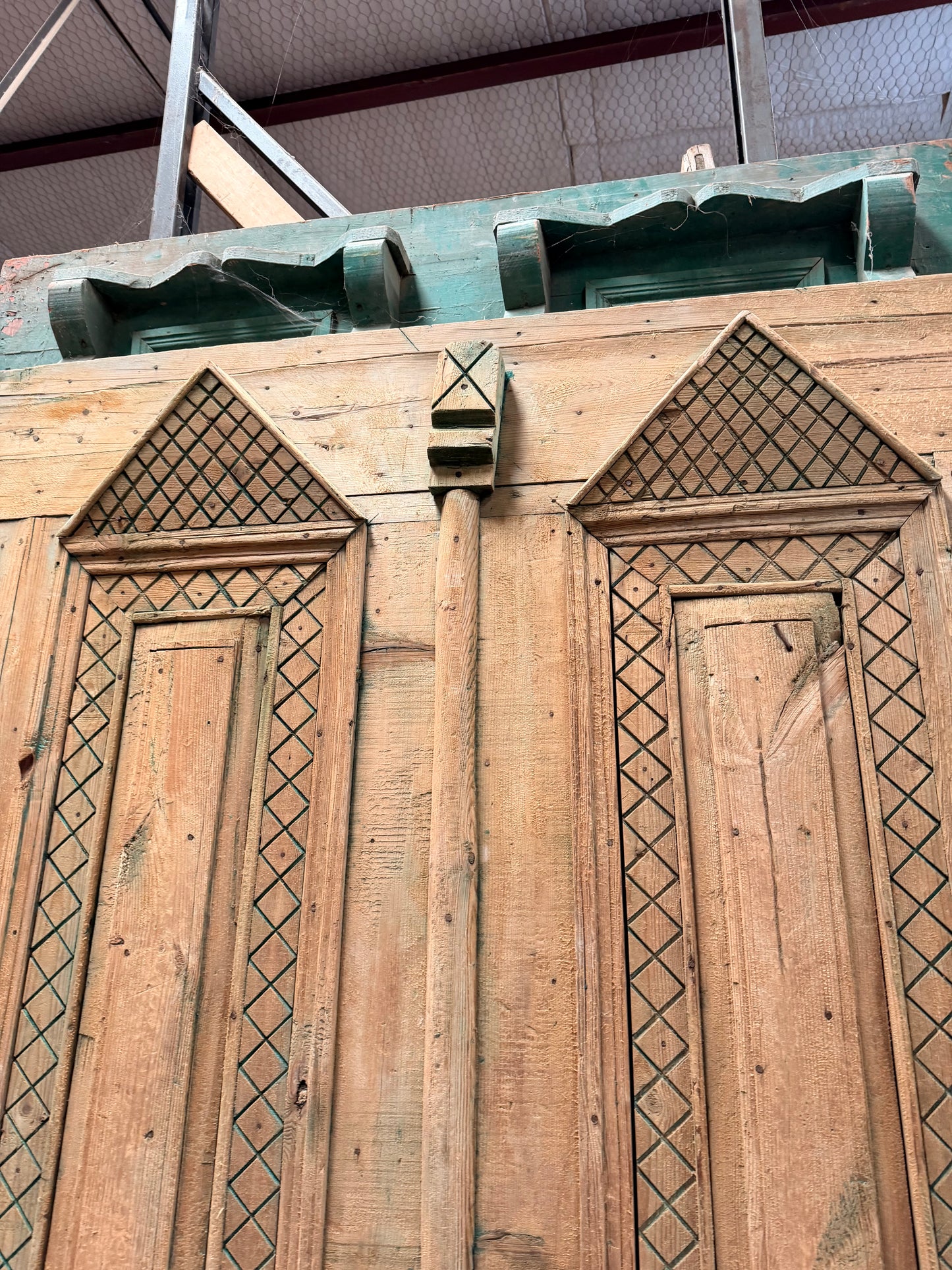 Antique French panel door with carvings (99x59) P131