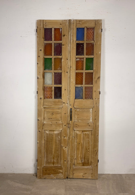 Antique French panel doors with Glass  (93.75 x 37.25)  O72