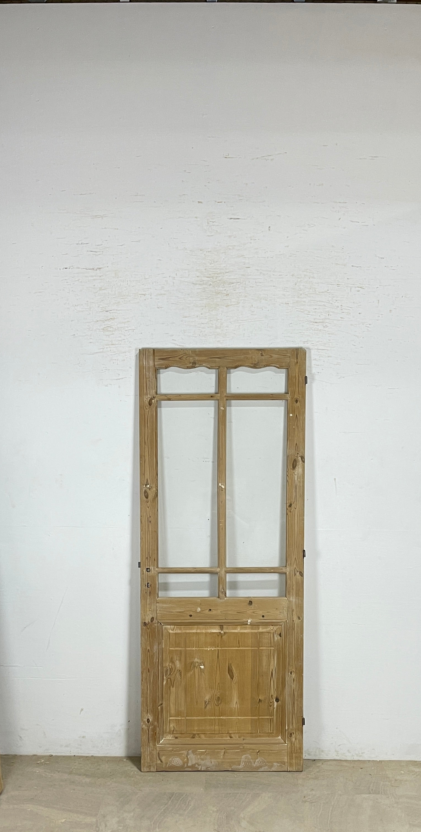 Antique French panel single door with glass (82.5x32.5) P198