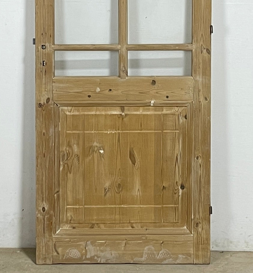 Antique French panel single door with glass (82.5x32.5) P198