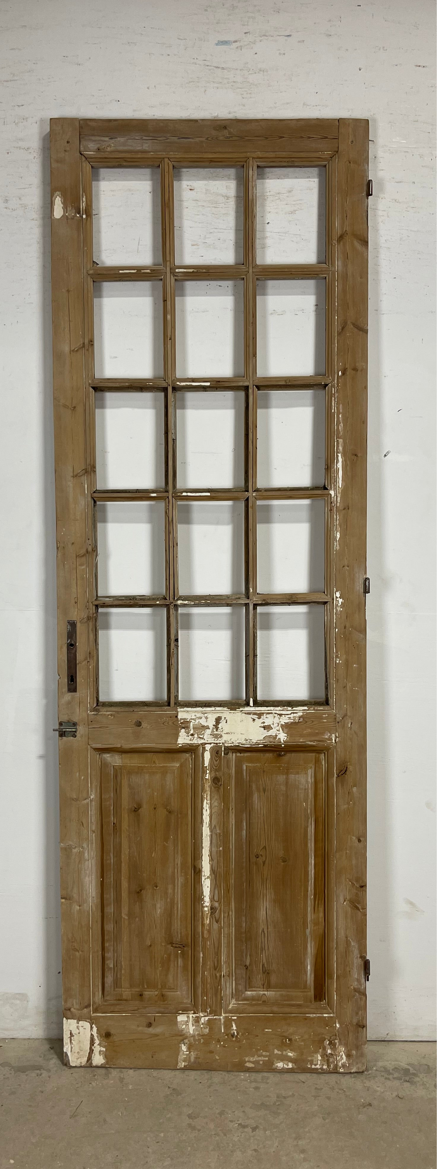 Antique French Panel Door with Glass  (97x32) M256