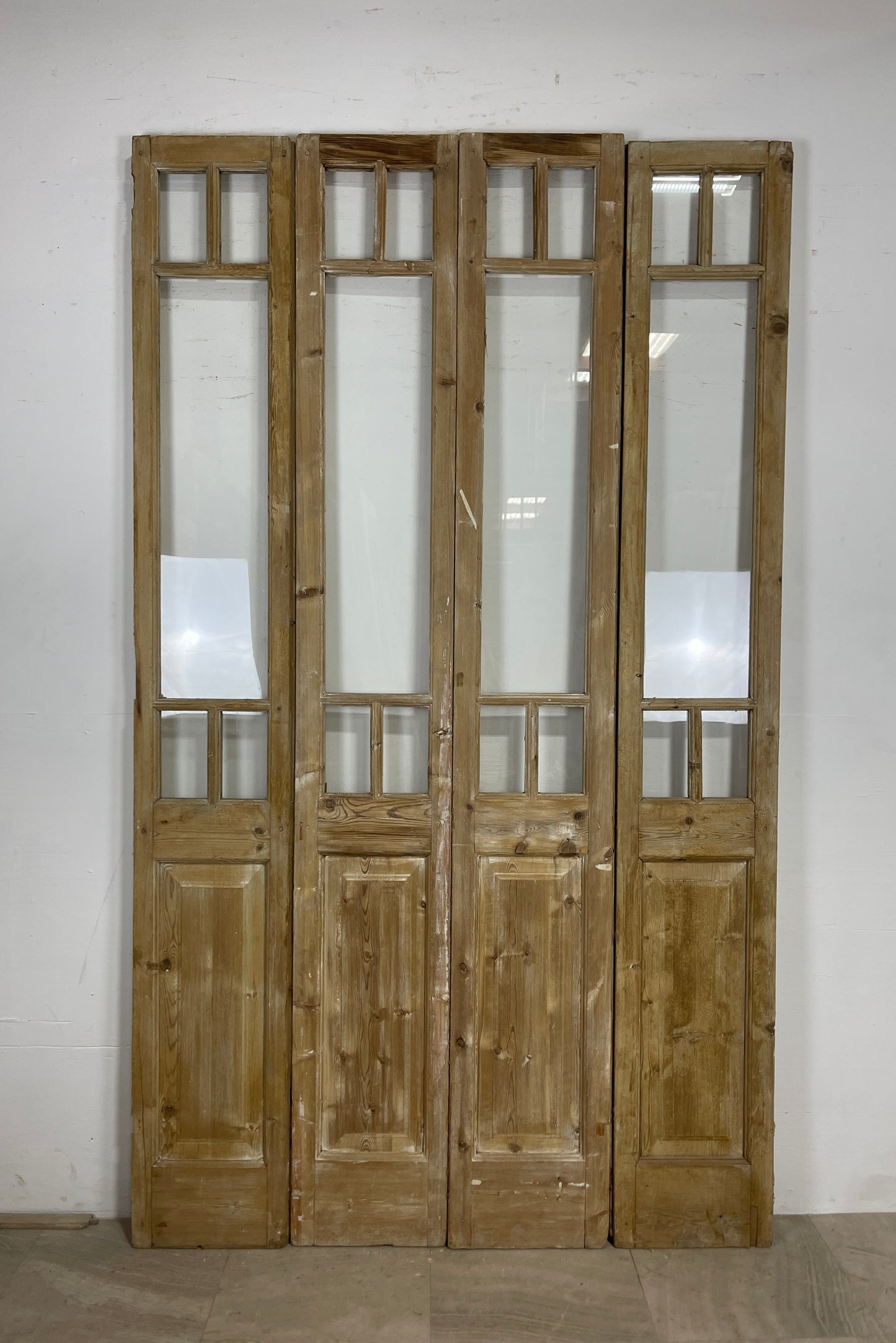 Antique French panel doors with Glass   (98.5 x 58)  Container O61   4 piece set