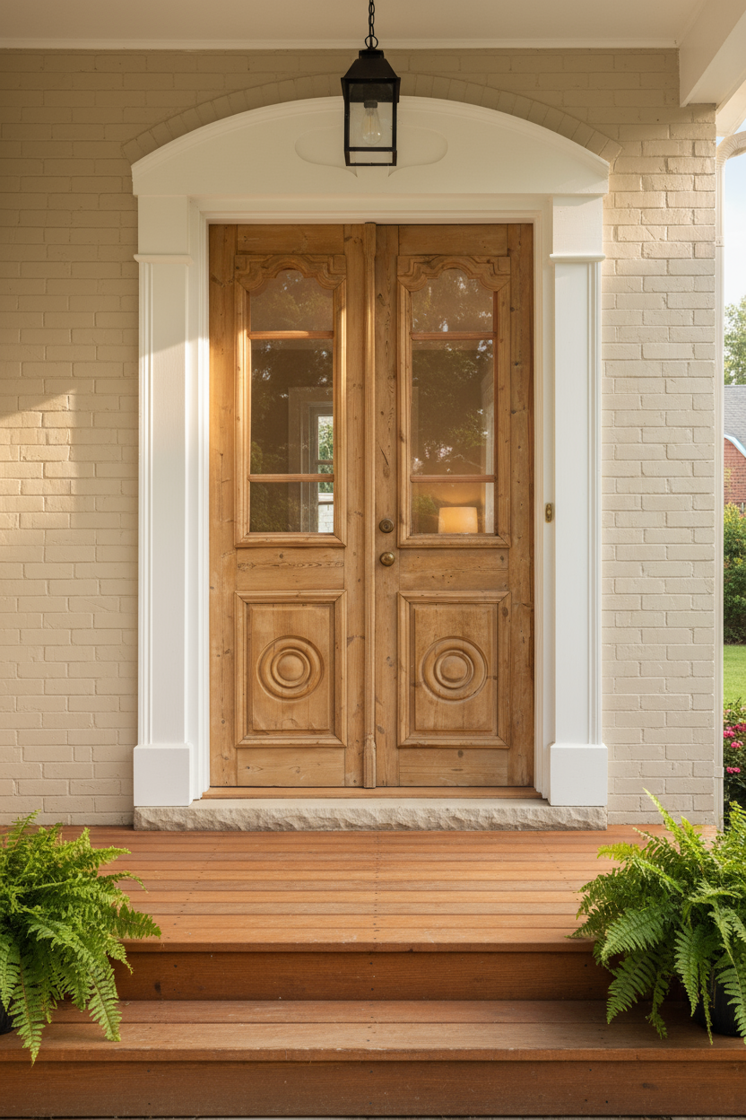 Antique French panel doors with Glass and carvings (91 x 51.5)  P8
