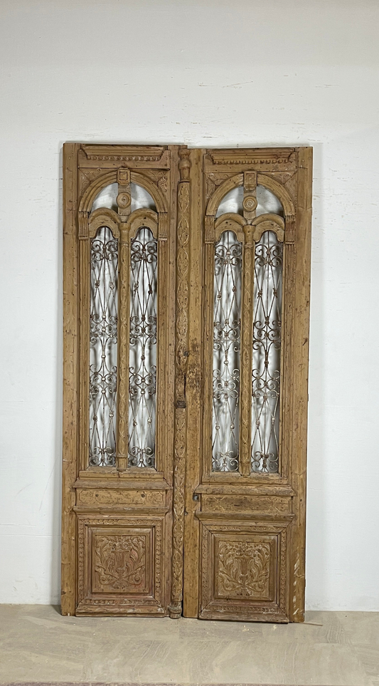 Antique French panel doors with Metal (103x55) P118