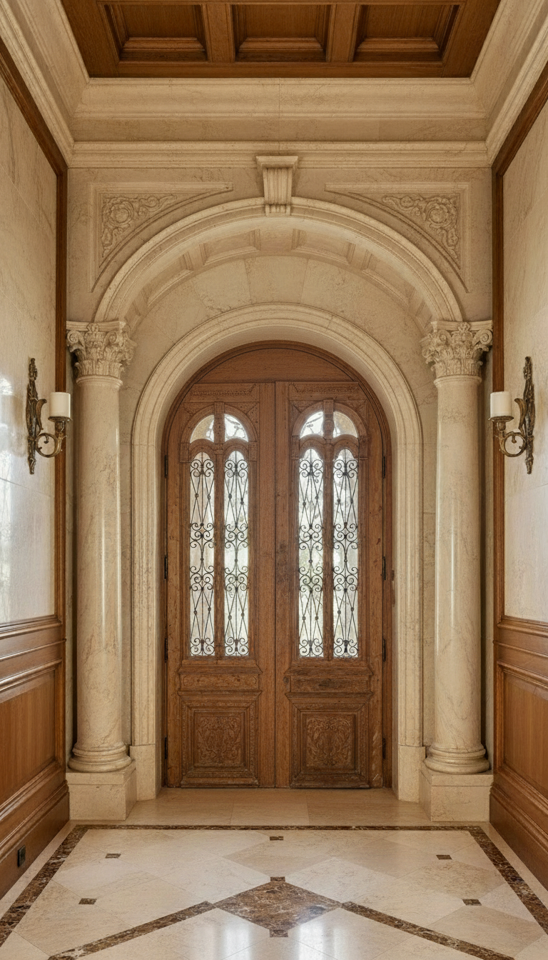 Antique French panel doors with Metal (103x55) P118