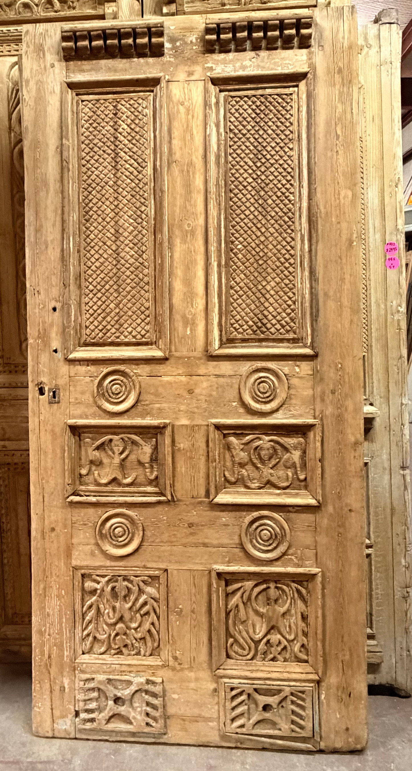 Antique French panel door with carvings (103x47.5) P128