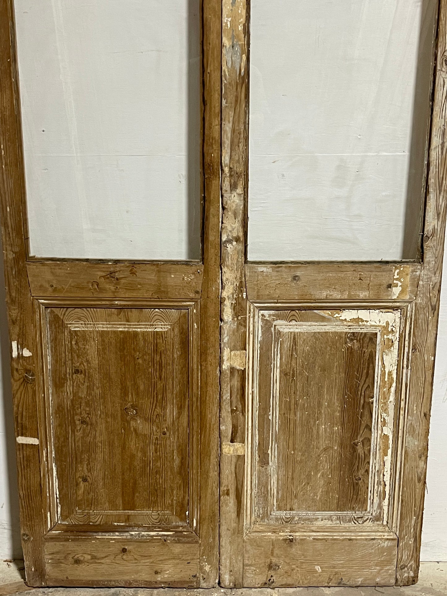 Antique French Panel Doors with glass  (100x44.5)  K310