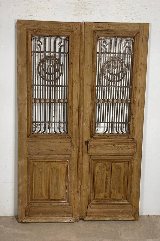 Antique French panel doors with Metal (87 x 55) P32
