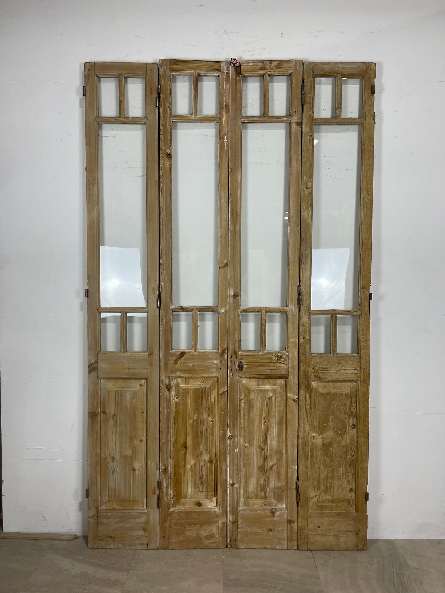 Antique French panel doors with Glass   (98.5 x 58)  Container O61   4 piece set