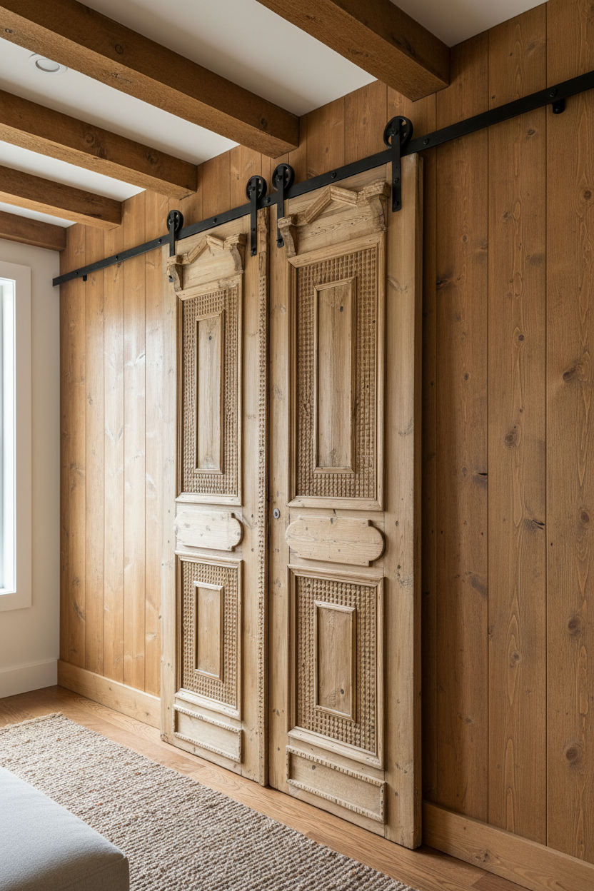 Antique French panel doors with Carvings (93.5 x 55) P16
