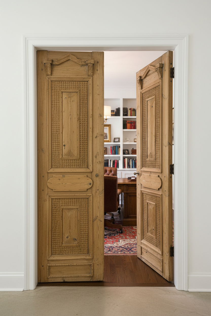 Antique French panel doors with Carvings (93.5 x 55) P16