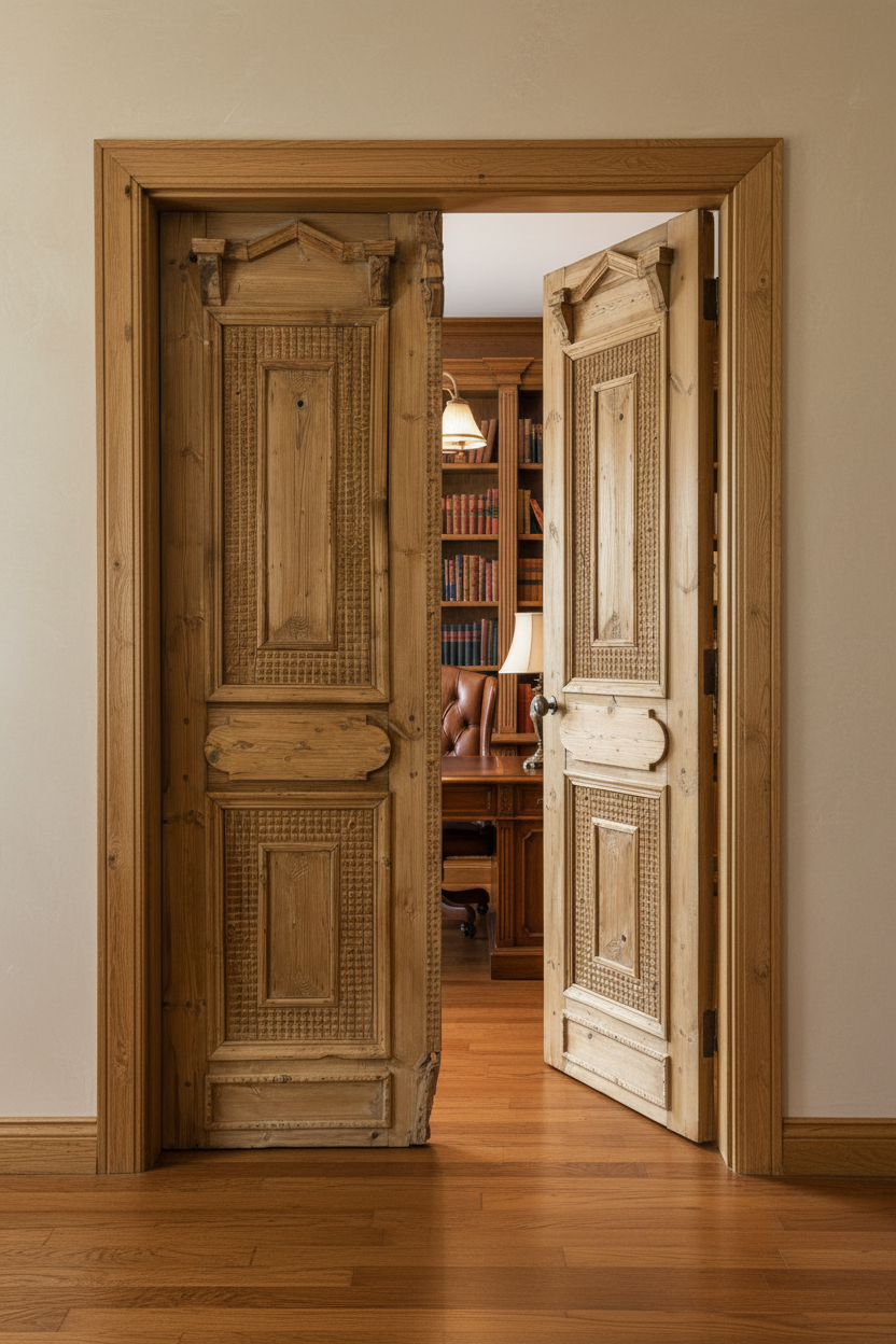 Antique French panel doors with Carvings (93.5 x 55) P16