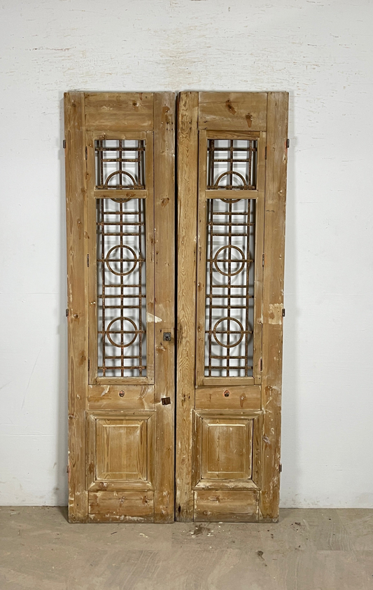 Antique French panel doors with Metal (89x44.5) P105