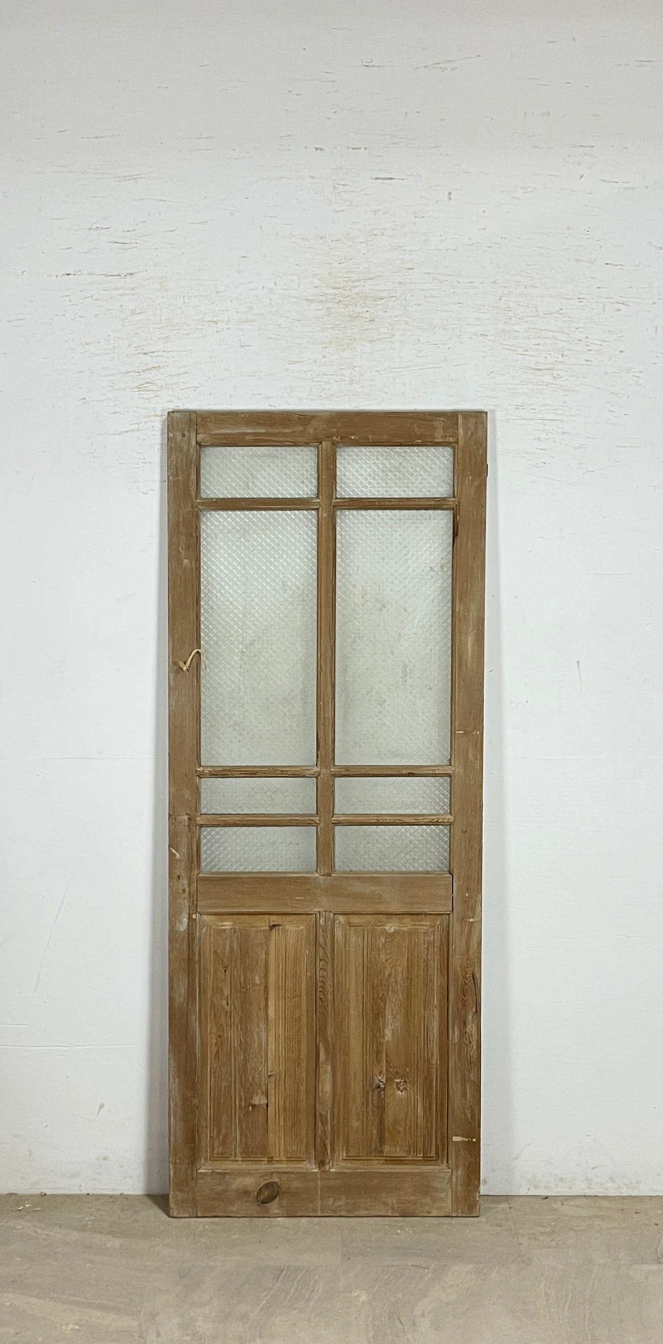 Antique French panel single door with glass (84x33) P193