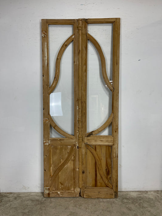 Antique  French Panel Doors with Carving  (97.5 x 42) M052 needs new glass