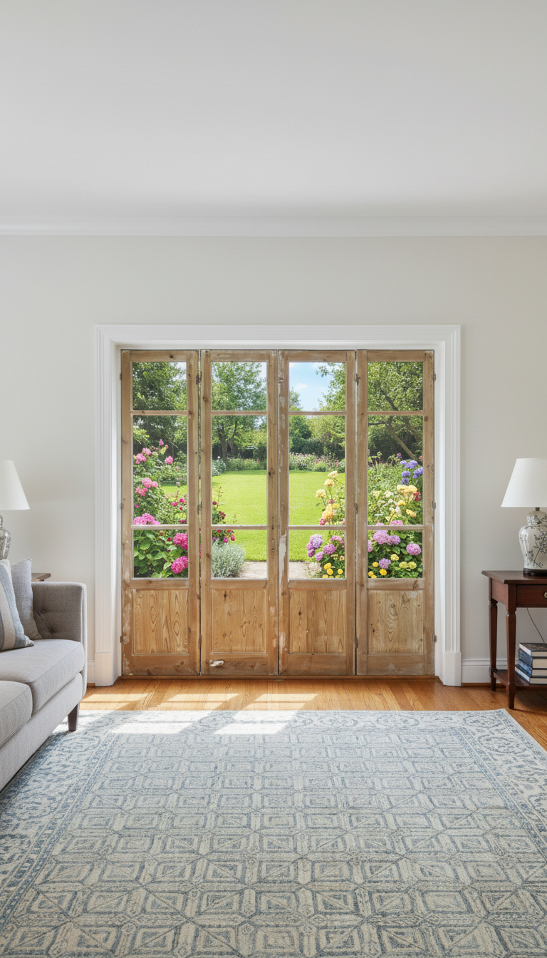 Antique French panel doors with Glass - 4 Piece set (84x85.5) P179