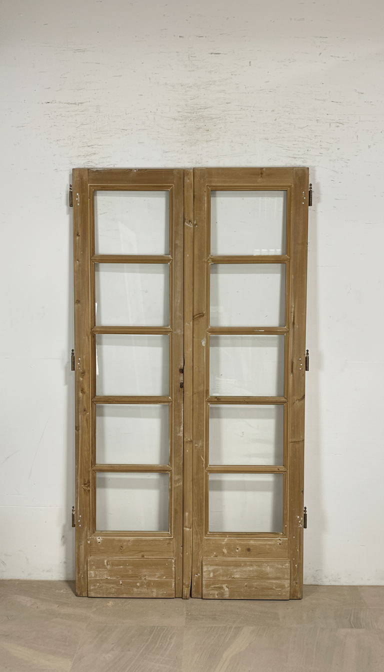 Antique French panel doors with Glass (84x44.5) P147