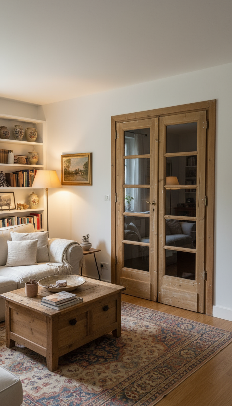 Antique French panel doors with Glass (84x44.5) P147