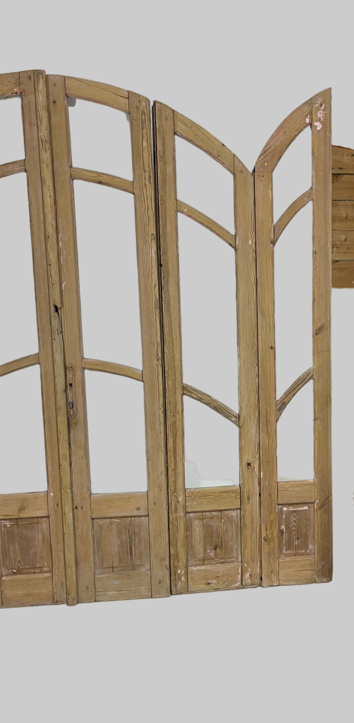 Antique French panel arched doors with Glass (97 x 100) P7