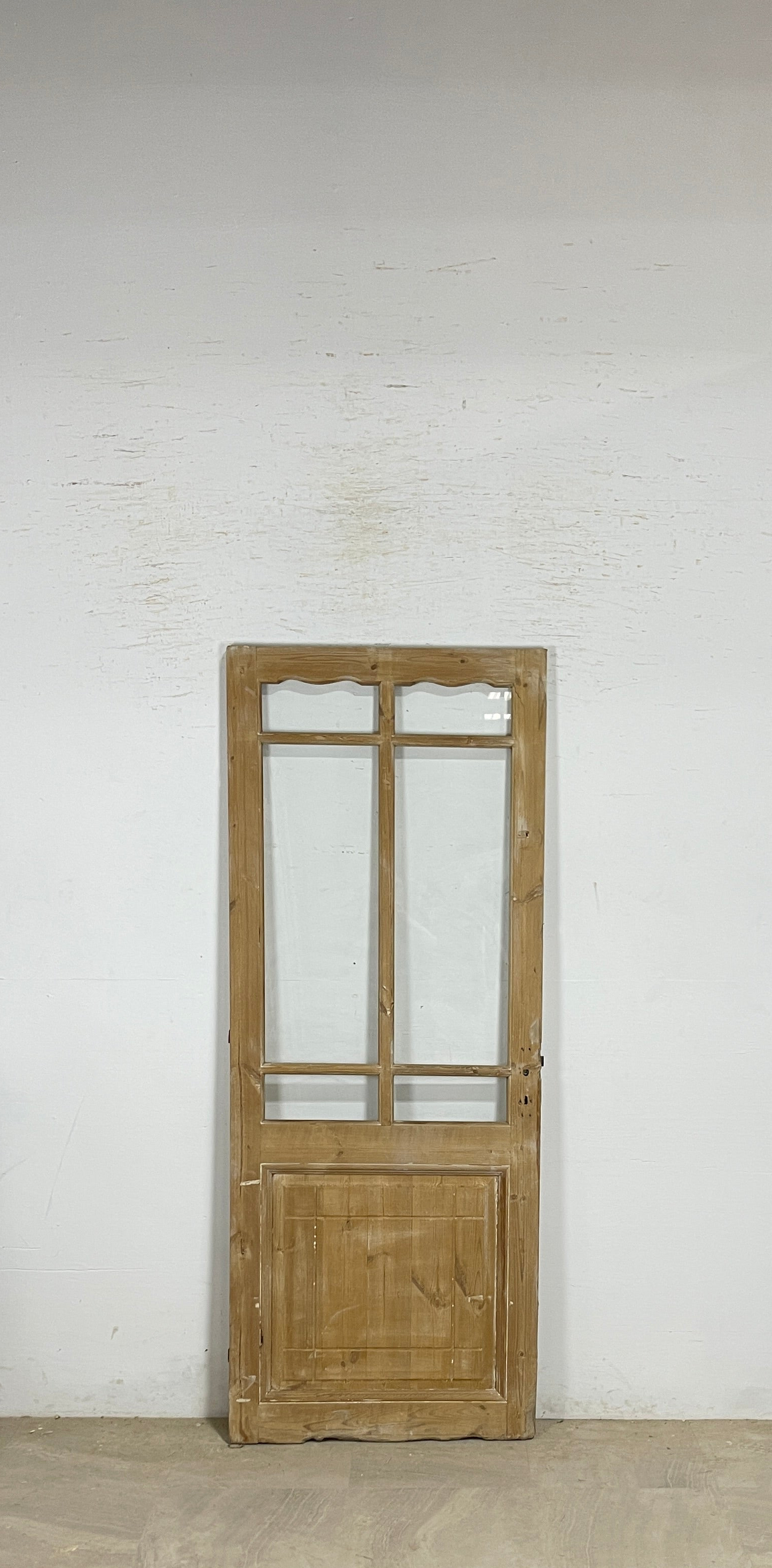 Antique French panel single door with glass (81x32.5) P197
