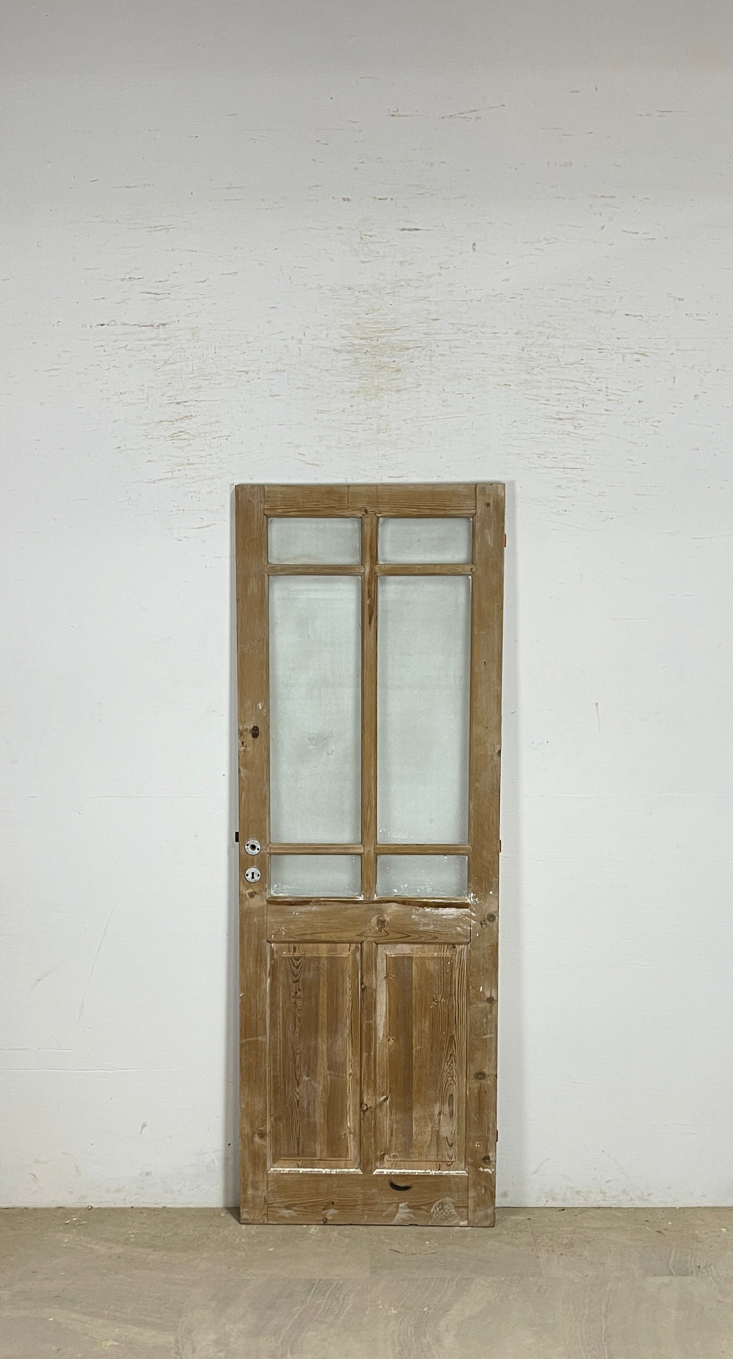 Antique French panel single door with glass (81.5x28.5) P189