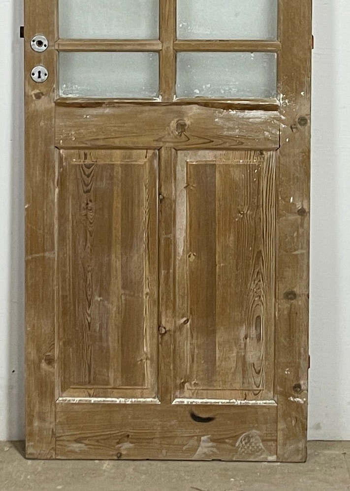 Antique French panel single door with glass (81.5x28.5) P189