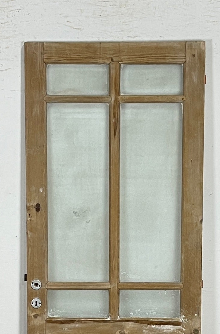 Antique French panel single door with glass (81.5x28.5) P189