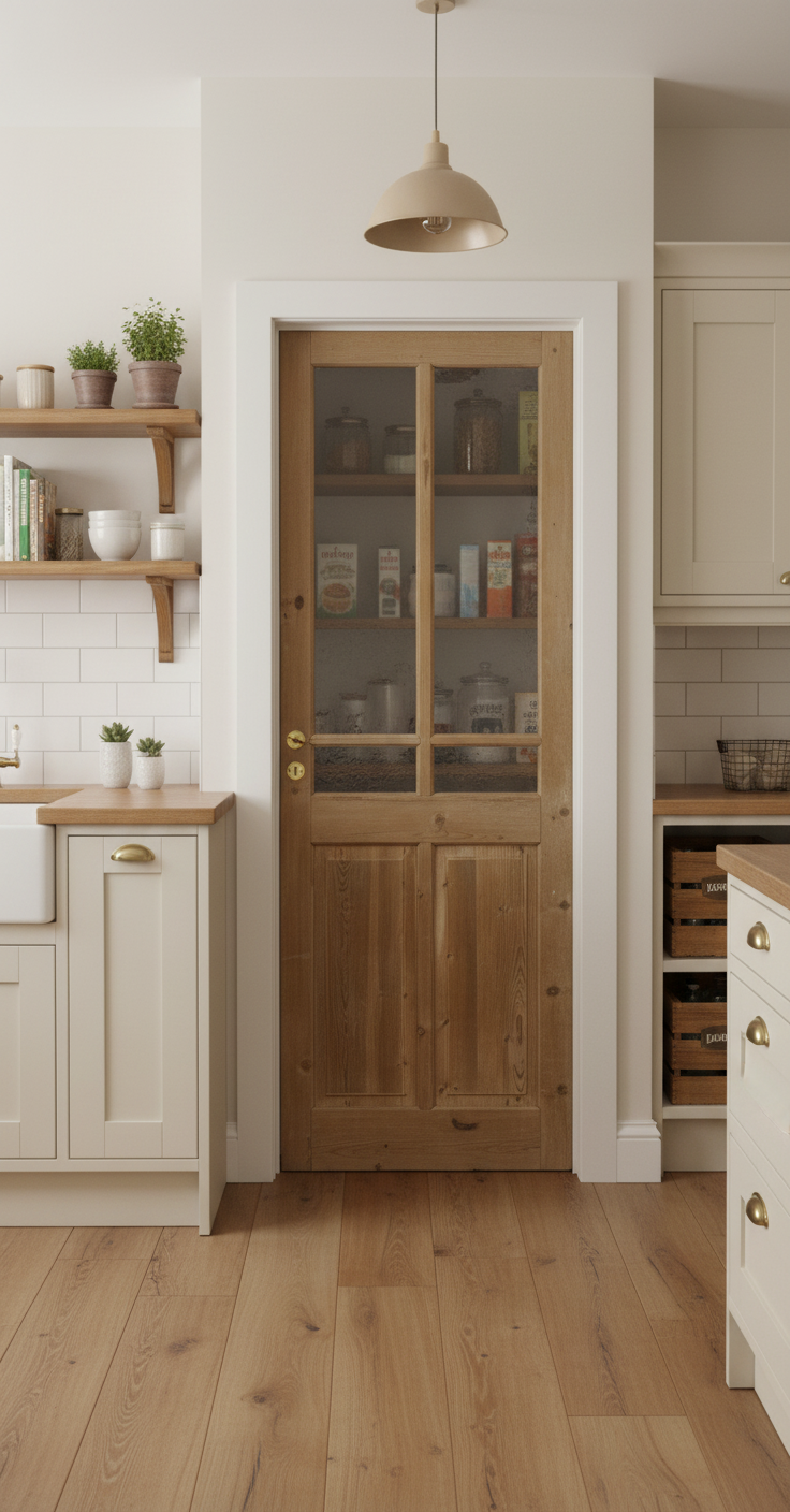 Antique French panel single door with glass (81.5x28.5) P189