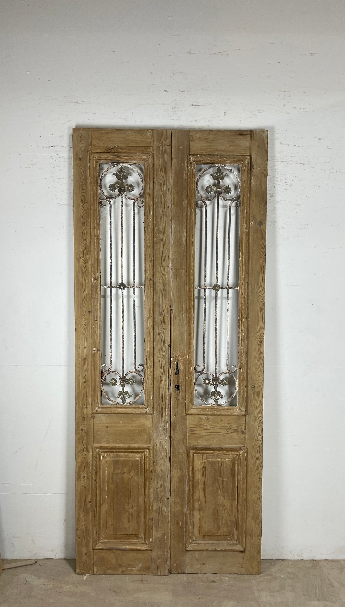 Antique French panel doors with Metal (101 x 43) P66