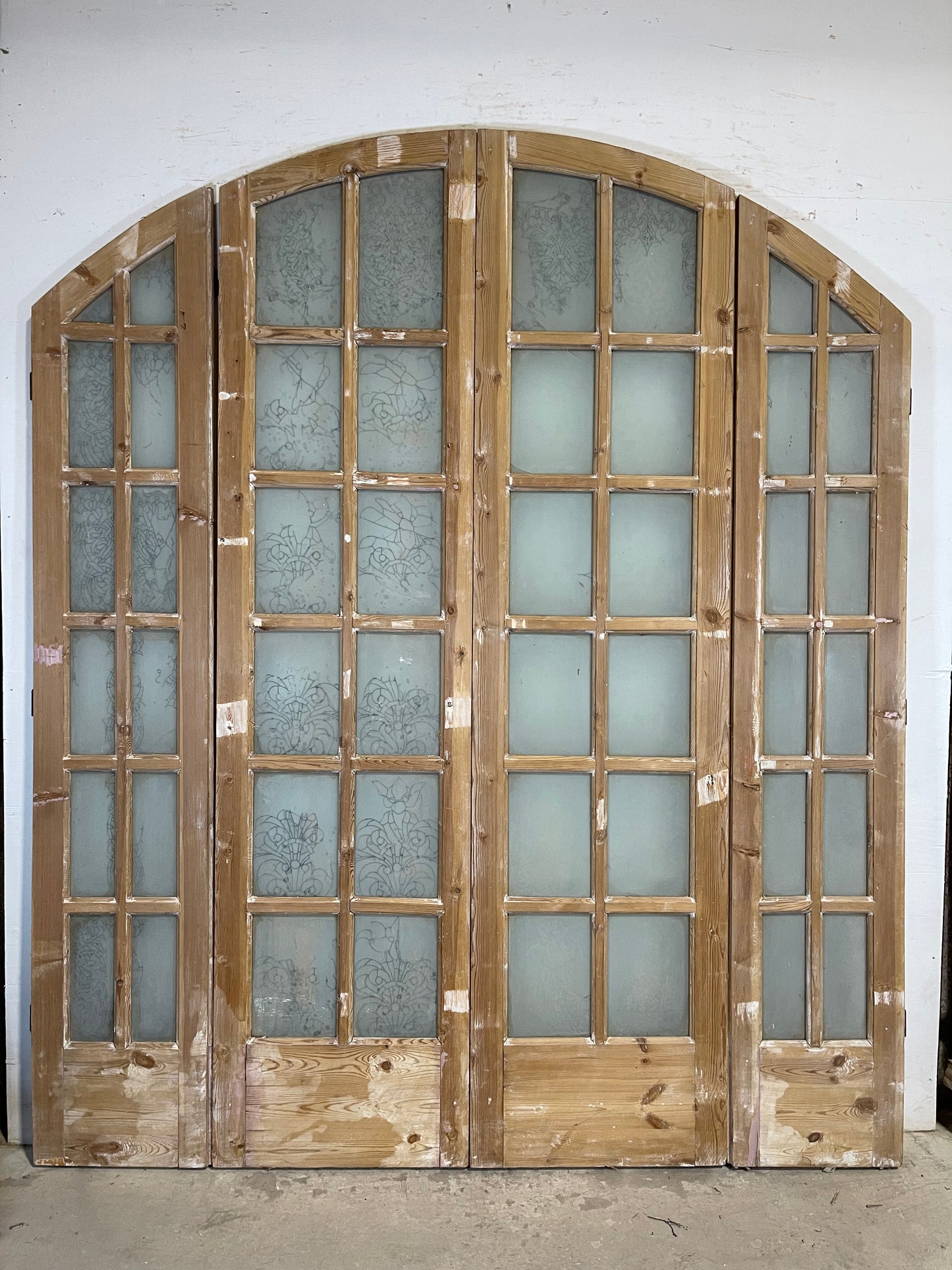 Antique French Panel Doors with Glass Arched (100.75x84.75) L105
