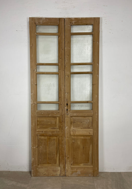 Antique French panel doors with Glass (91.5 x 39.5) O83