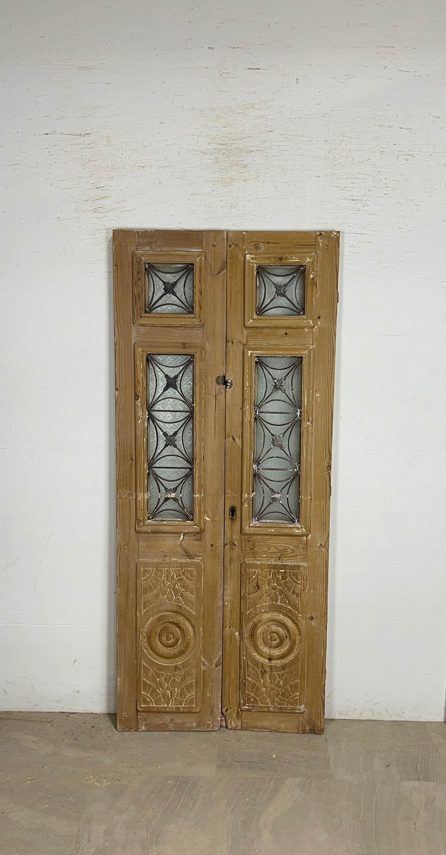 Antique French panel doors with Metal(83x35.5) P100