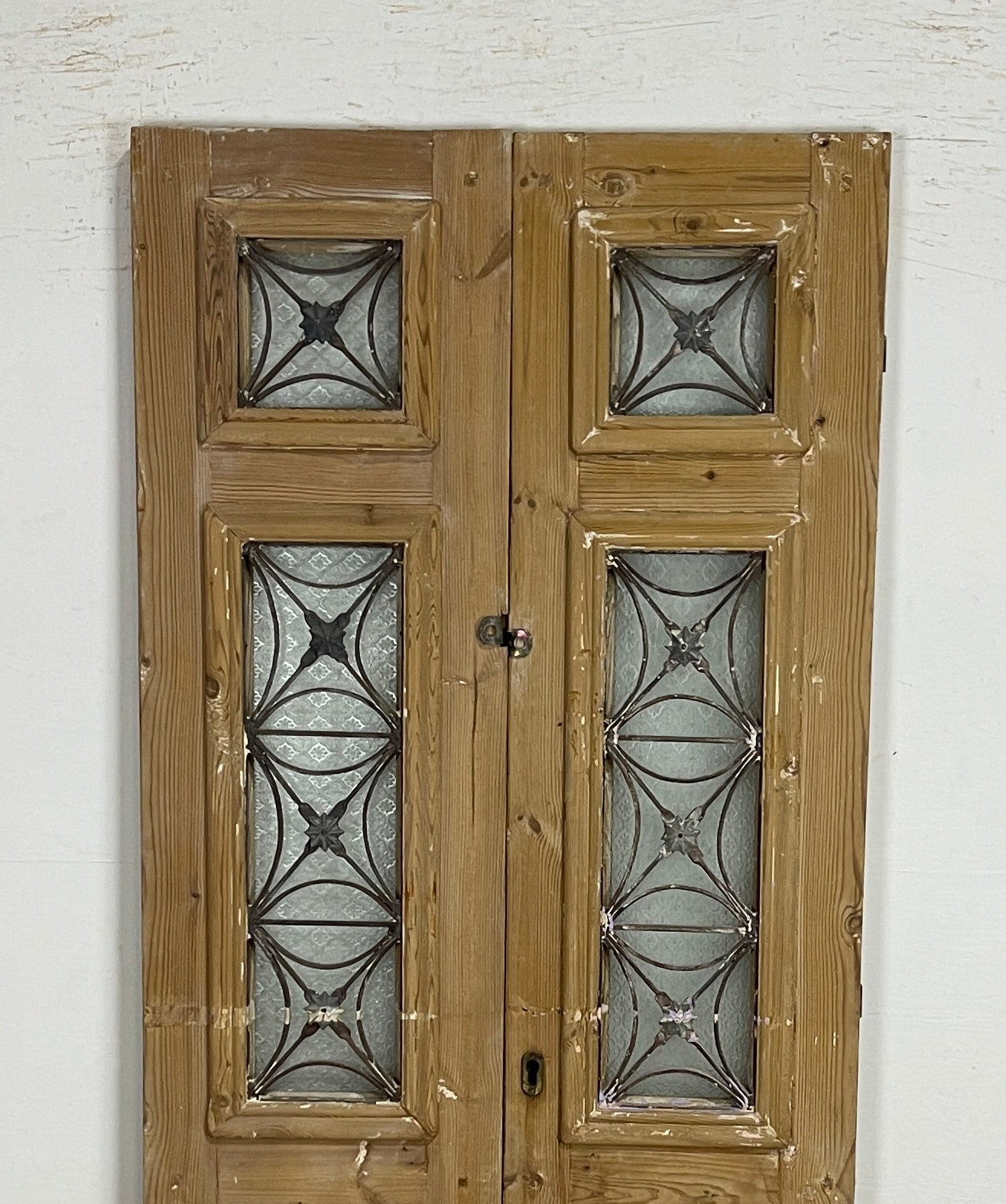 Antique French panel doors with Metal(83x35.5) P100