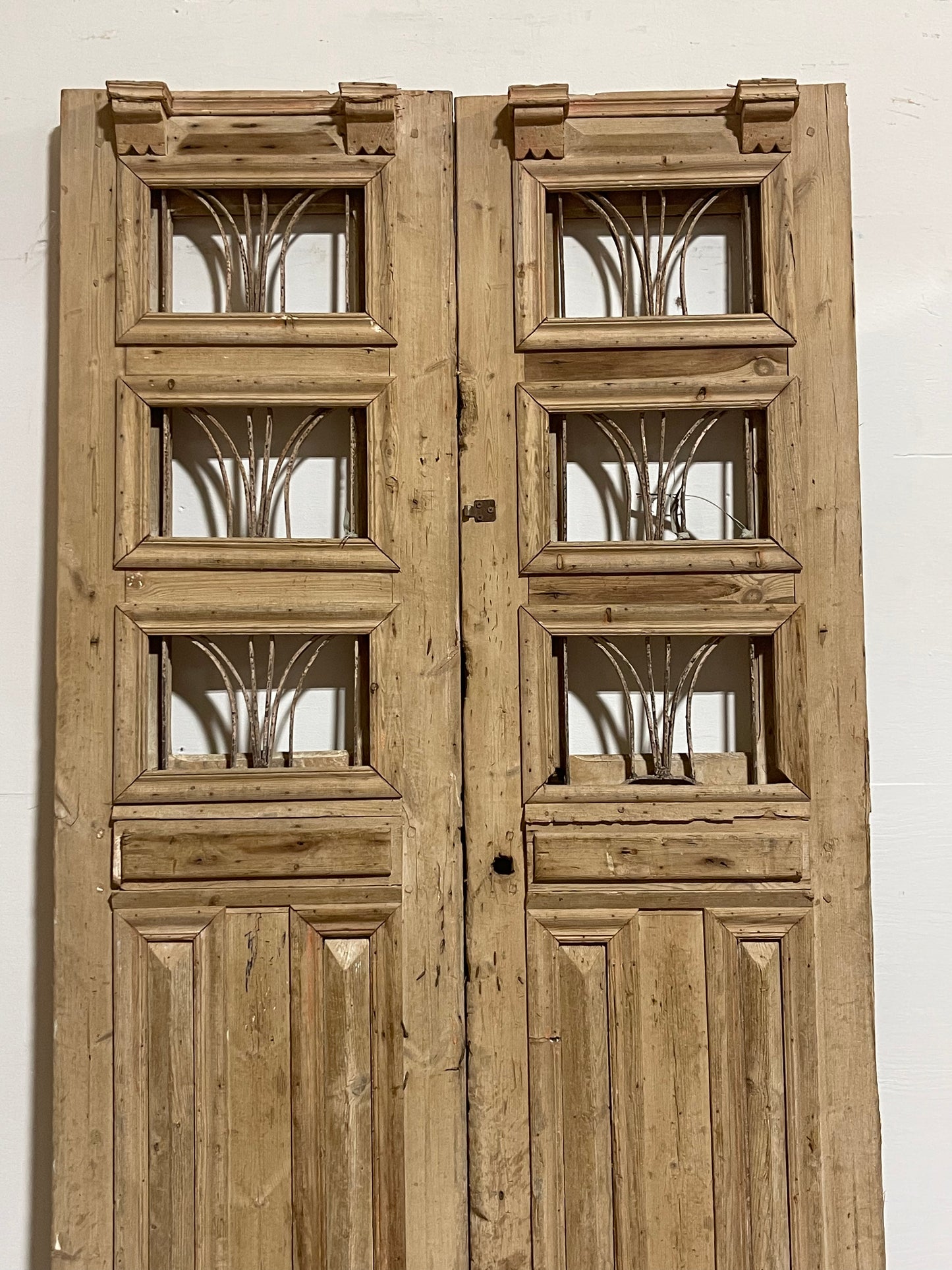 Antique French Panel Door with Metal (87.75x45) J107