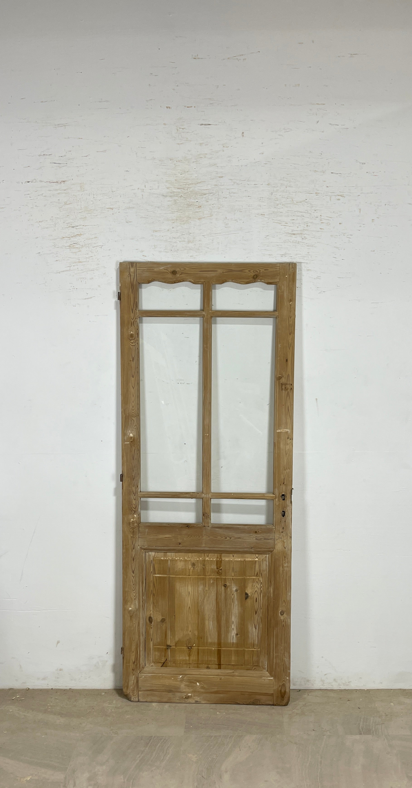 Antique French panel single door with glass (83x32.25) P196