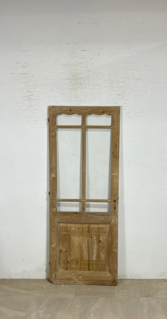 Antique French panel single door with glass (83x32.25) P196
