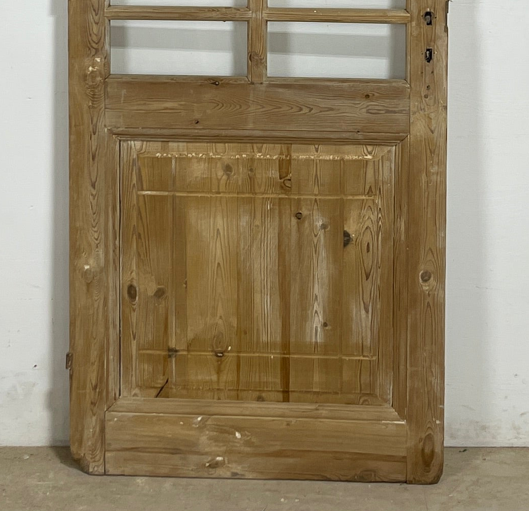 Antique French panel single door with glass (83x32.25) P196