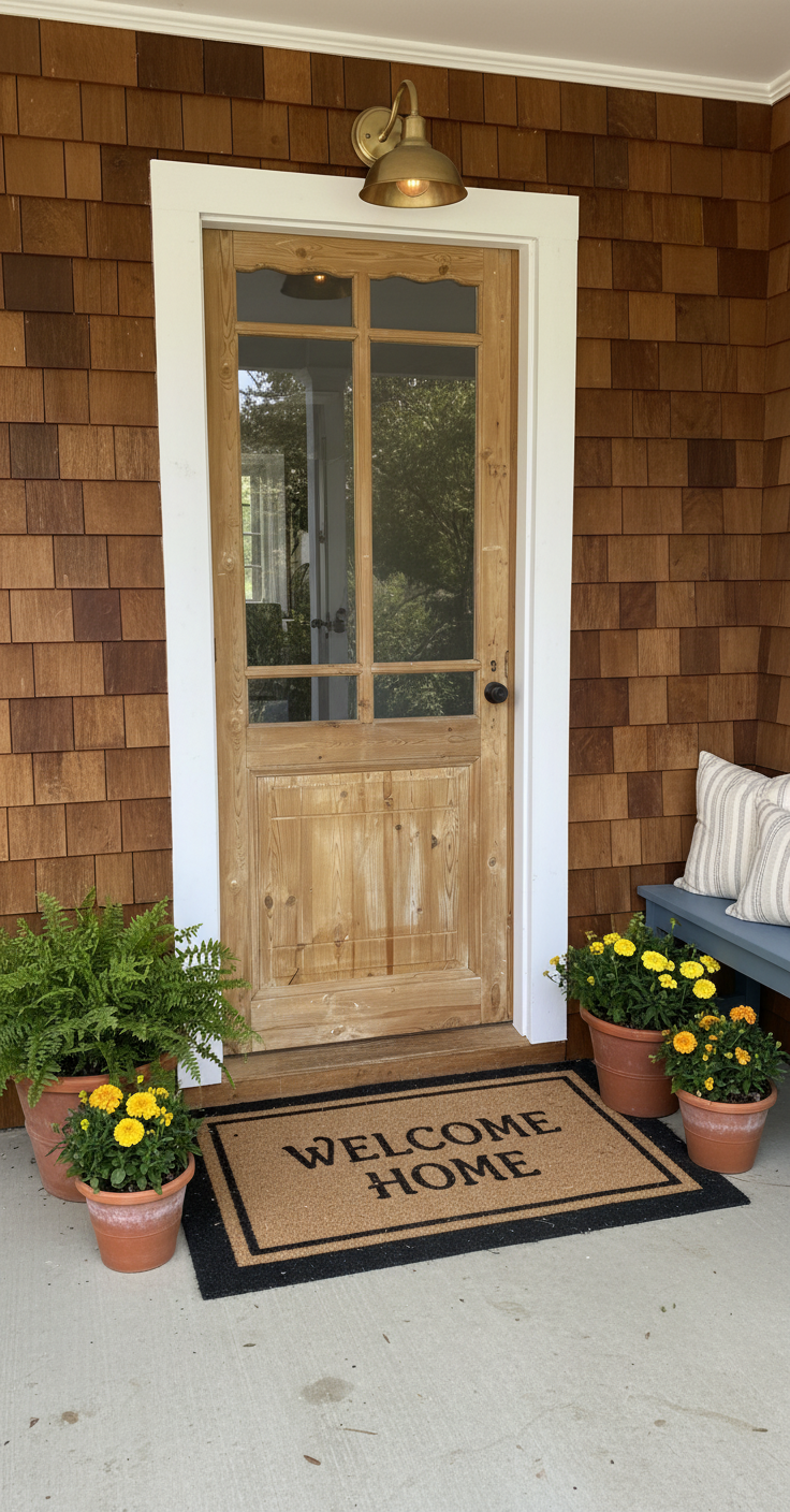 Antique French panel single door with glass (83x32.25) P196