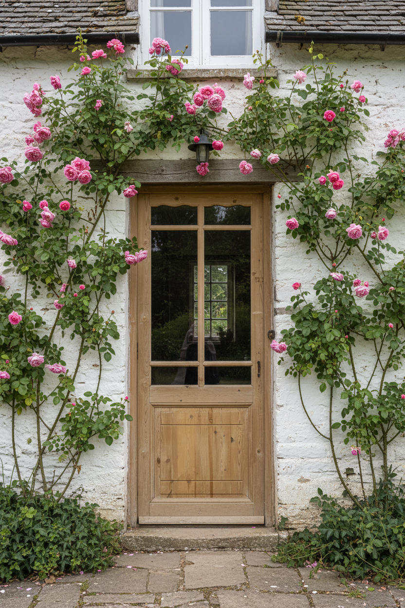 Antique French panel single door with glass (83x32.25) P196