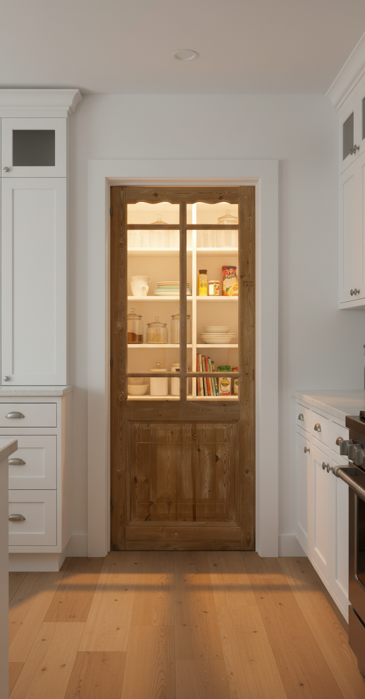 Antique French panel single door with glass (83x32.25) P196