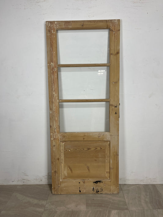 Antique French Panel Door with Glass  (80.25 x 32.25) N195