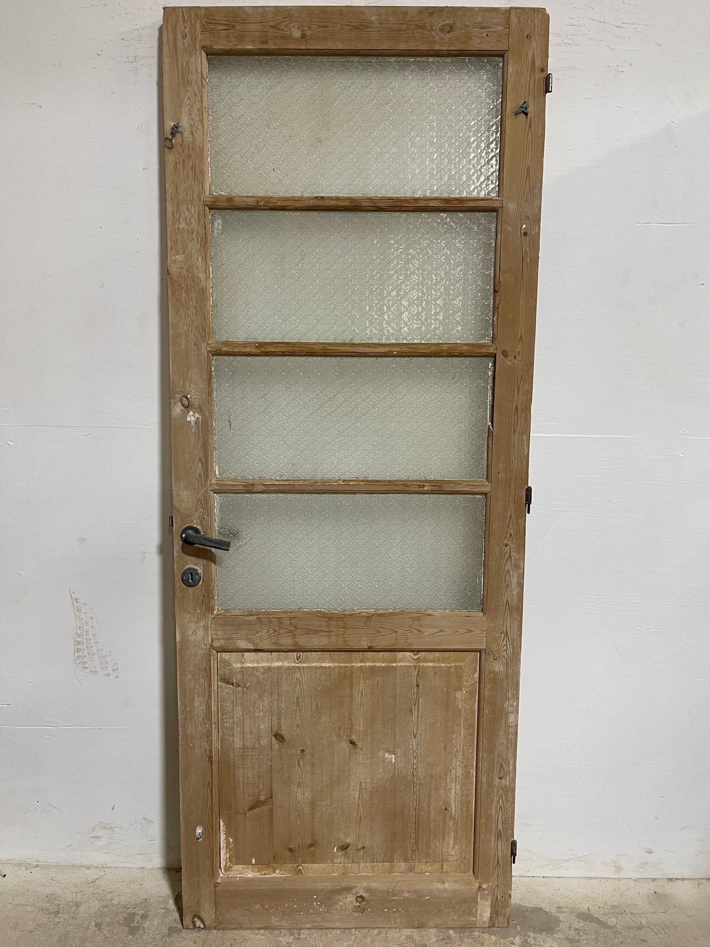 Antique  French Panel Door with Glass  (84x32) J919
