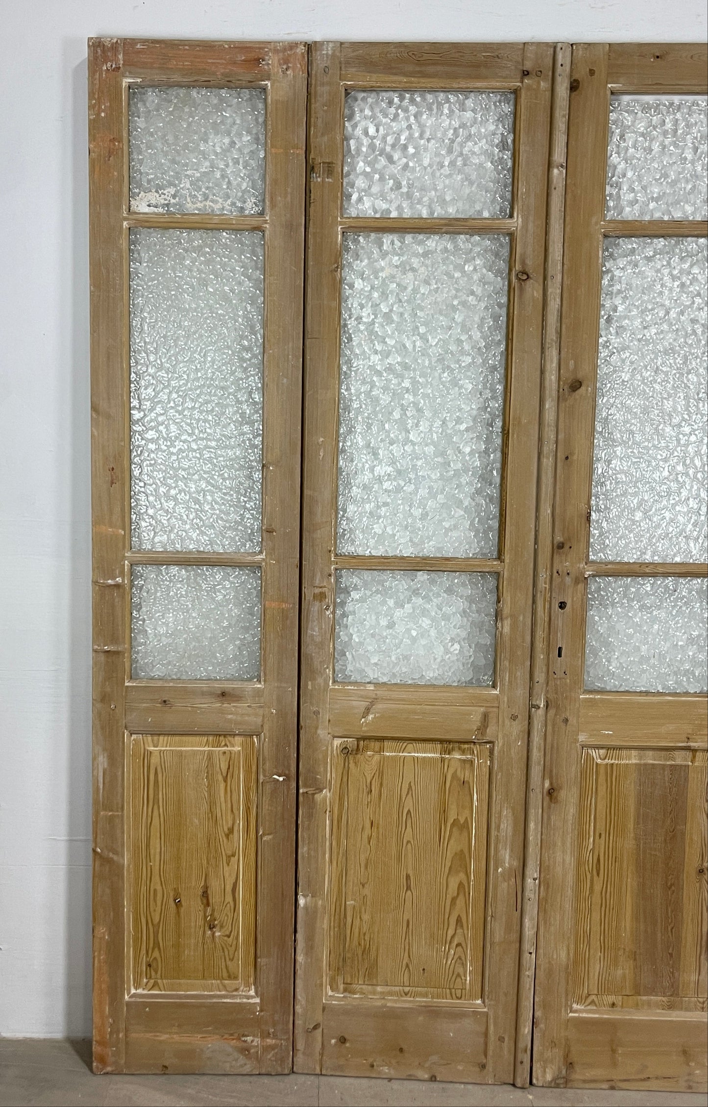 Antique French panel doors with Glass (87.25 x 75.5) O60 4 piece set
