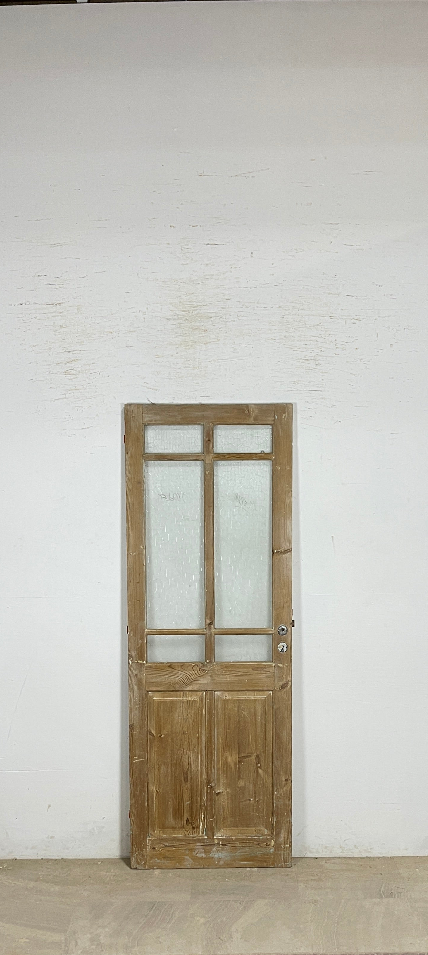 Antique French panel single door with glass (81x28.5) P195