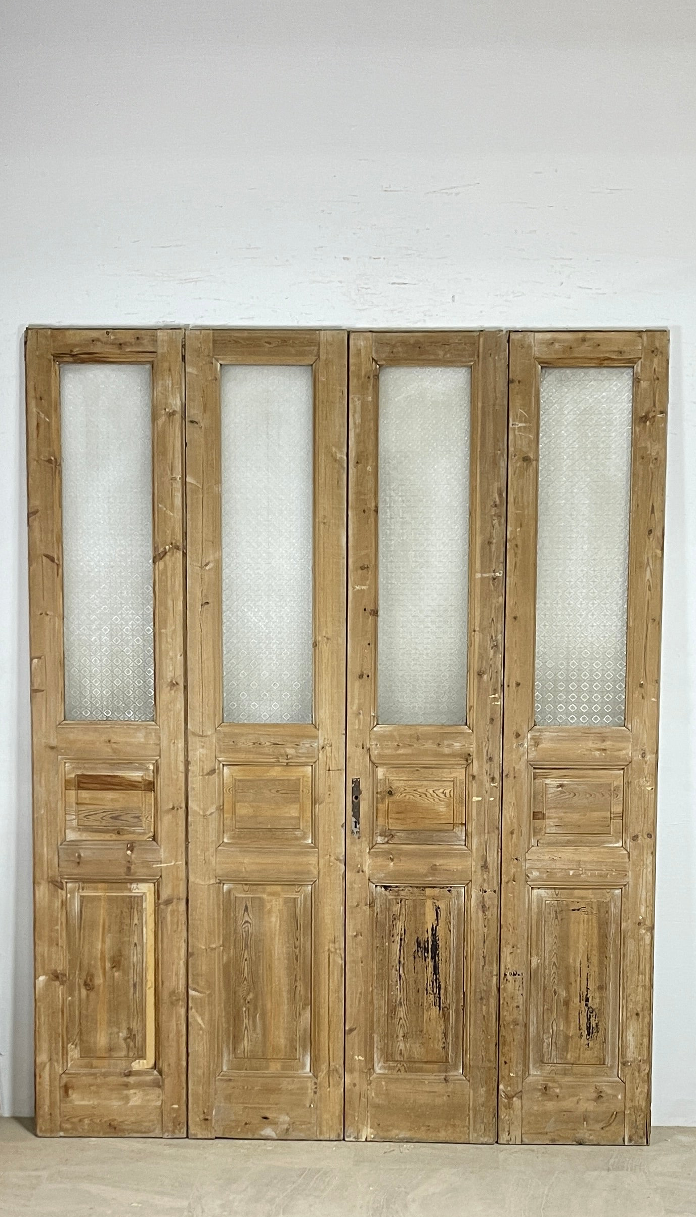 Antique French panel doors with Glass 4 Piece set (101x78.5) P188
