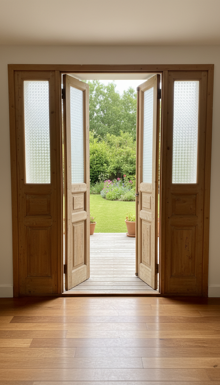 Antique French panel doors with Glass 4 Piece set (101x78.5) P188