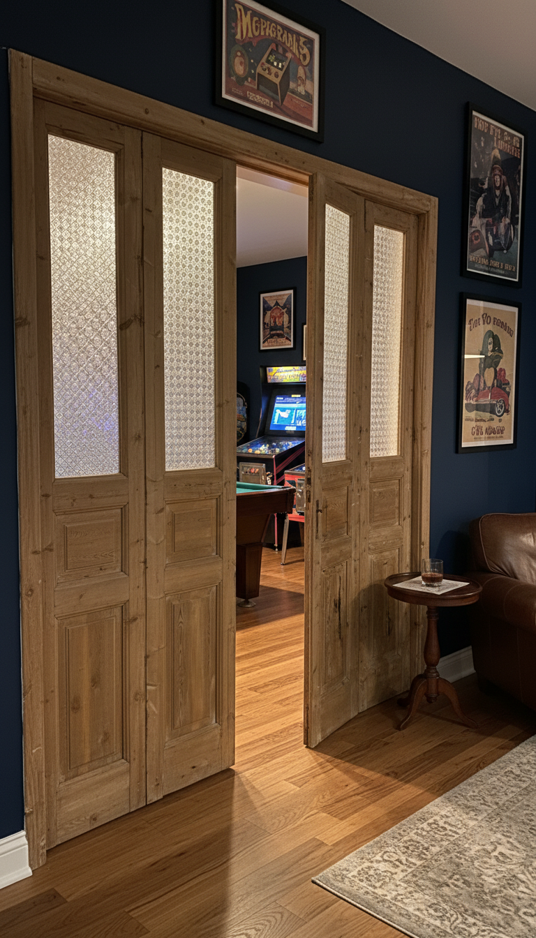 Antique French panel doors with Glass 4 Piece set (101x78.5) P188