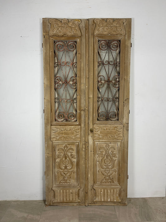 Antique French panel doors with Metal (92.25 x 41.75) O28