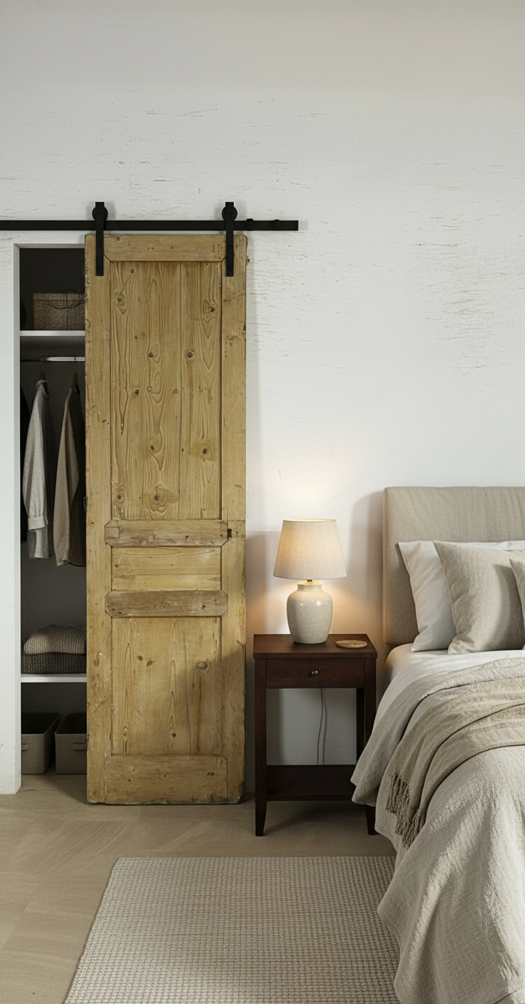 Antique French panel single door wood (95x27) P210